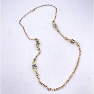 Banana Republic Long Chain Necklace Woman's Gold Tone Rhinestone Beaded Signed